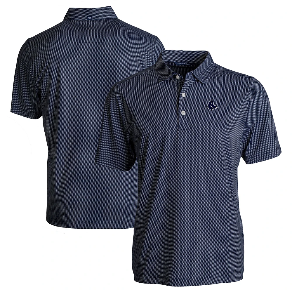 Men's Cutter & Buck Navy Boston Red Sox Big & Tall Pike Eco Symmetry Print Stretch Recycled Polo