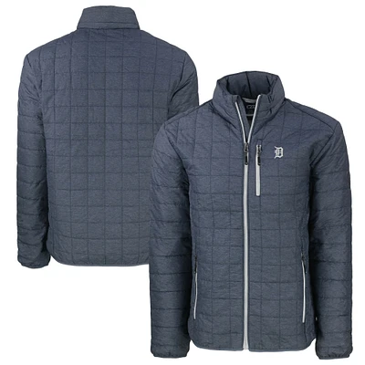 Men's Cutter & Buck Anthracite Detroit Tigers Big Tall Rainier PrimaLoft® Eco Insulated Full-Zip Hoodie Puffer Jacket