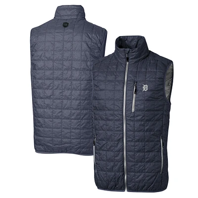 Men's Cutter & Buck Anthracite Detroit Tigers Big & Tall Rainier PrimaLoft® Eco Insulated Full-Zip Puffer Vest