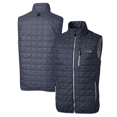 Men's Cutter & Buck Anthracite Atlanta Braves Big Tall Rainier PrimaLoft® Eco Insulated Full-Zip Puffer Vest
