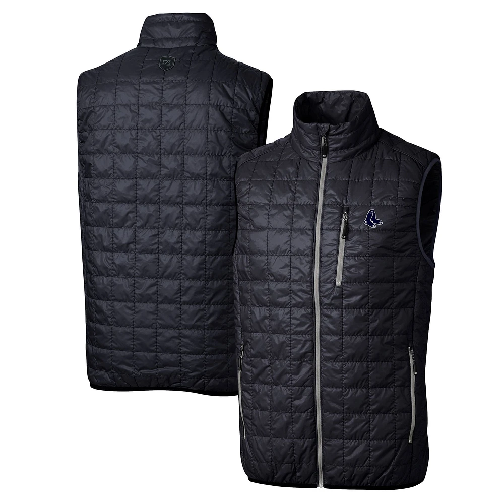 Men's Cutter & Buck Navy Boston Red Sox Big Tall Rainier PrimaLoft® Eco Insulated Full-Zip Puffer Vest