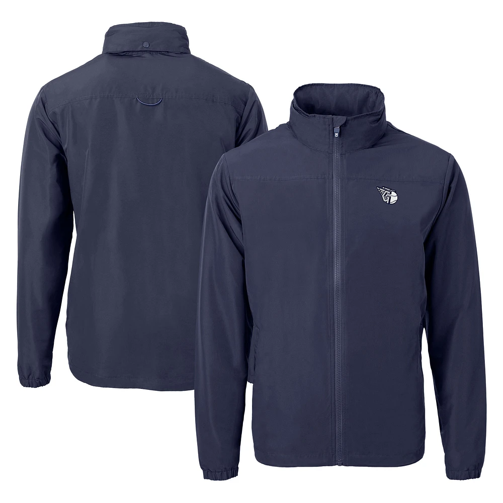 Men's Cutter & Buck Navy Cleveland Guardians Big Tall Charter Eco Knit Recycled Full-Zip Jacket