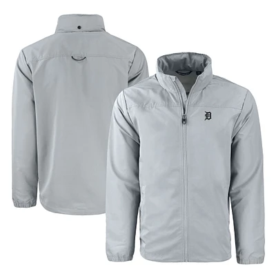 Men's Cutter & Buck Gray Detroit Tigers Big & Tall Charter Eco Knit Recycled Full-Zip Jacket