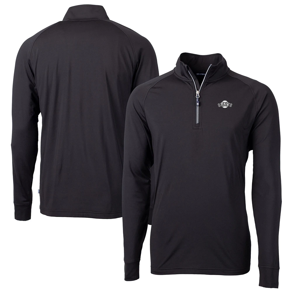 Men's Cutter & Buck Black San Francisco Giants Big & Tall Adapt Eco DryTec Raglan Quarter-Zip Jacket