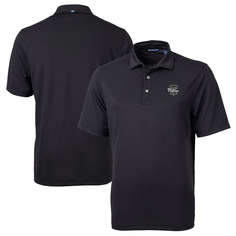 Men's Cutter & Buck Black Philadelphia Phillies Big Tall Virtue Eco Pique DryTec Recycled Polo