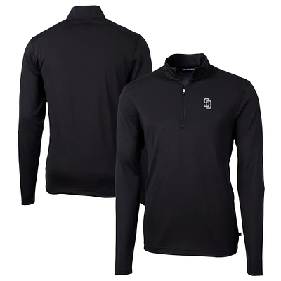 Men's Cutter & Buck Black San Diego Padres Big & Tall Virtue Eco Pique Quarter-Zip Jacket
