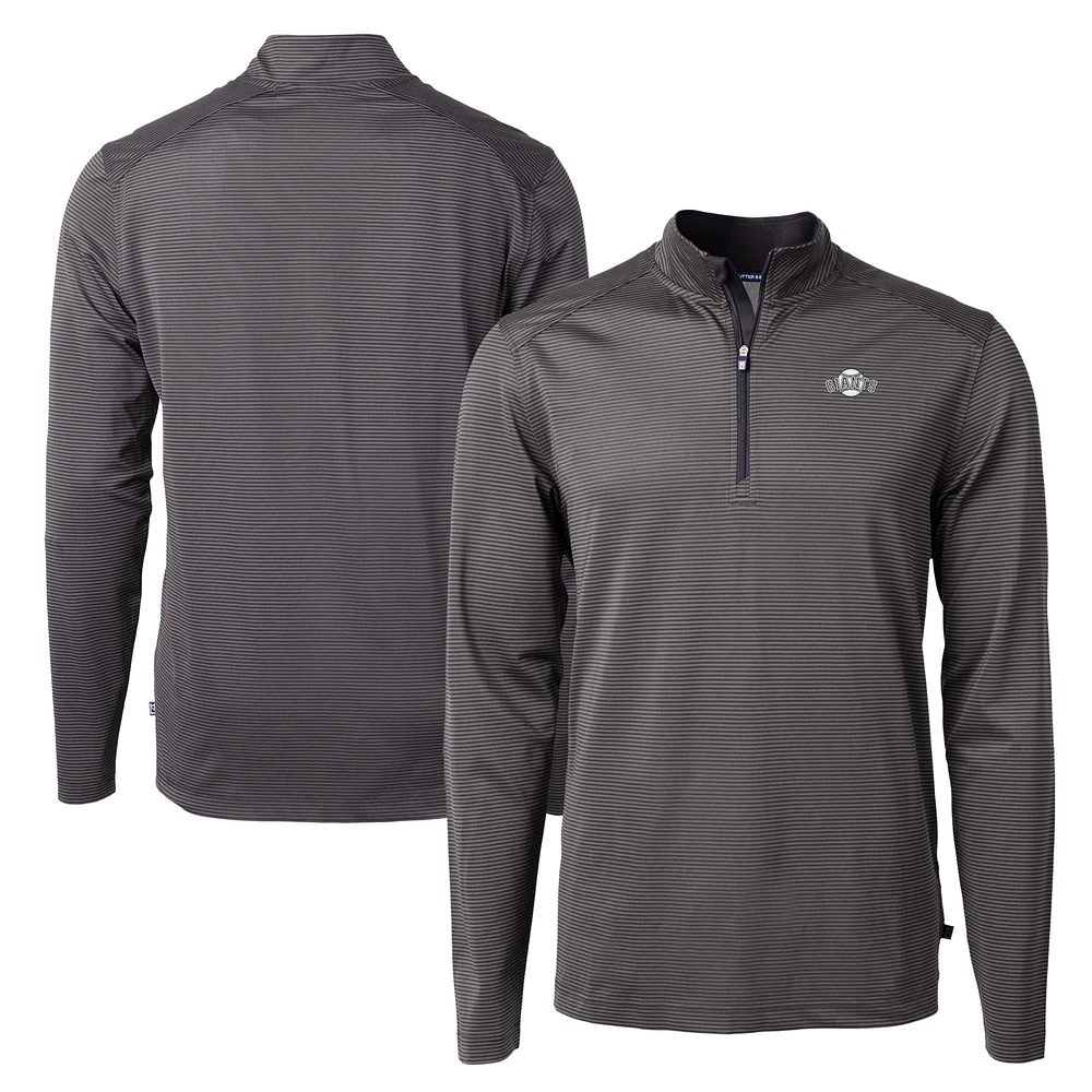 Men's Cutter & Buck Black San Francisco Giants Big & Tall Virtue Eco Pique Micro Stripe Quarter-Zip Jacket
