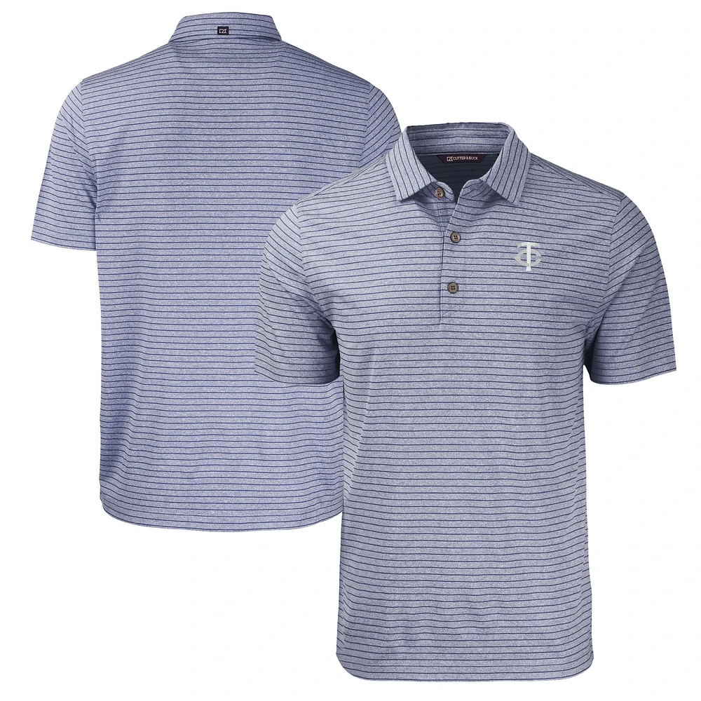 Men's Cutter & Buck Heather Navy Minnesota Twins Big Tall Forge Eco Stripe Stretch Recycled Polo