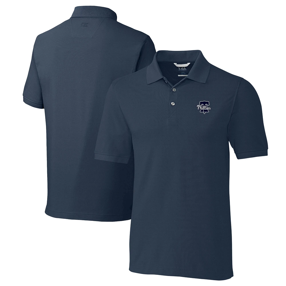 Men's Cutter & Buck Navy Philadelphia Phillies Big & Tall Advantage Eco Pique DryTec Tri-Blend Polo