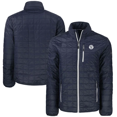Men's Cutter & Buck Navy Milwaukee Brewers Big & Tall Rainier Eco Insulated Puffer PrimaLoft Full-Zip Jacket