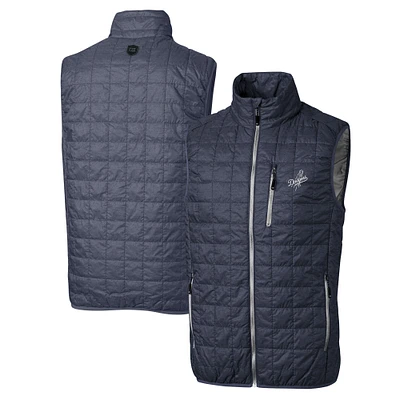 Men's Cutter & Buck Anthracite Los Angeles Dodgers Big Tall Rainier Eco Insulated PrimaLoft Full-Zip Puffer Vest
