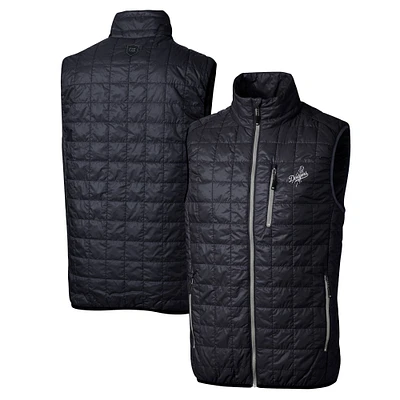 Men's Cutter & Buck Navy Los Angeles Dodgers Big Tall Rainier Eco Insulated PrimaLoft Full-Zip Puffer Vest