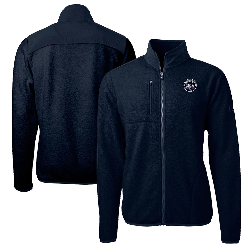 Men's Cutter & Buck Navy New York Mets Big Tall Cascade Eco Sherpa Fleece Full-Zip Jacket
