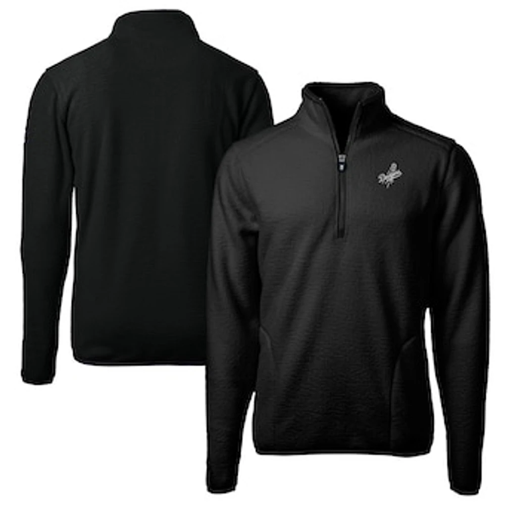Men's Cutter & Buck Black Los Angeles Dodgers Big Tall Cascade Eco Fleece Quarter-Zip Jacket