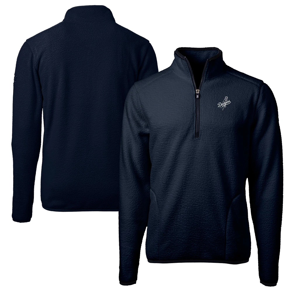 Men's Cutter & Buck Navy Los Angeles Dodgers Big Tall Cascade Eco Fleece Quarter-Zip Jacket