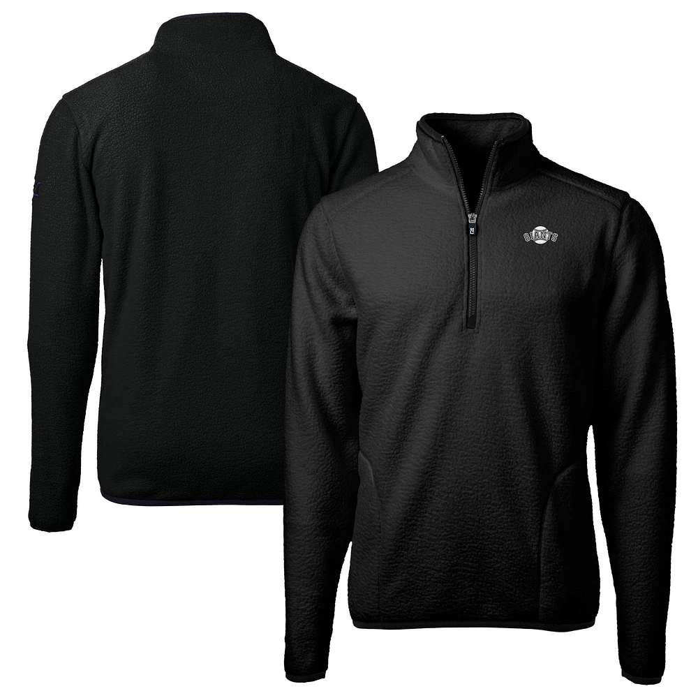 Men's Cutter & Buck Black San Francisco Giants Big & Tall Cascade Eco Fleece Quarter-Zip Jacket