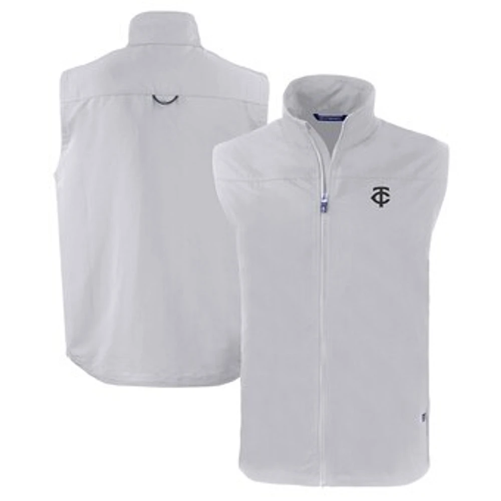 Men's Cutter & Buck Gray Minnesota Twins Big & Tall Charter Eco Full-Zip Vest