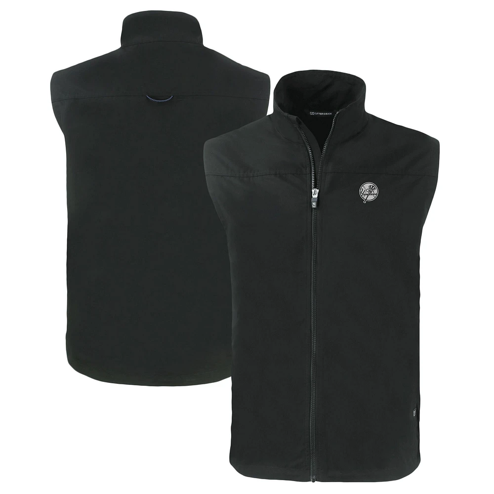 Men's Cutter & Buck Black New York Yankees Big Tall Charter Eco Full-Zip Vest