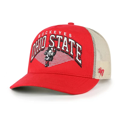 Men's '47 Scarlet Ohio State Buckeyes Pomona Mesh Hitch Adjustable Trucker Hat