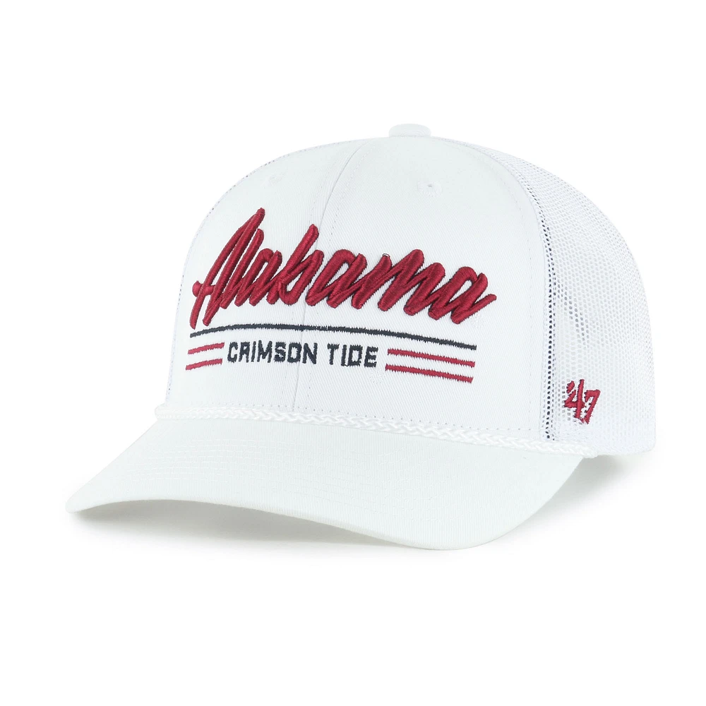 Men's '47 White Alabama Crimson Tide Garner Rope Trucker Adjustable Hat