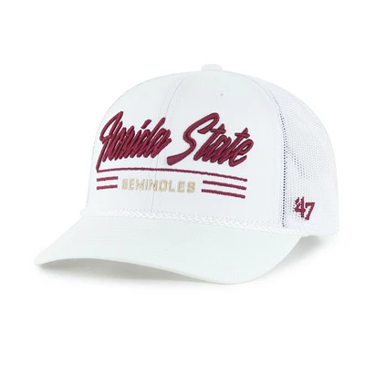 Men's '47 White Florida State Seminoles Garner Rope Trucker Adjustable Hat