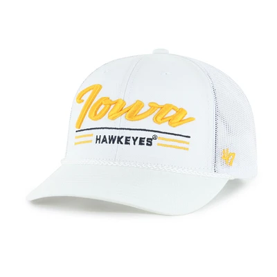 Men's '47 White Iowa Hawkeyes Garner Rope Trucker Adjustable Hat