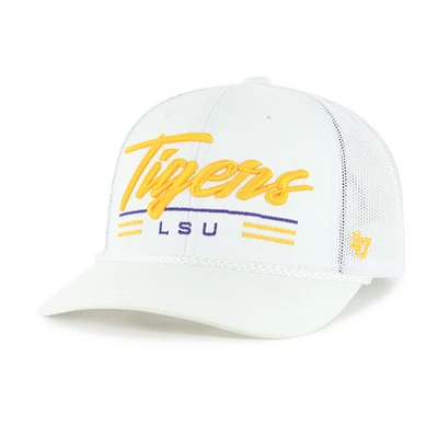 Men's '47 White LSU Tigers Garner Rope Trucker Adjustable Hat
