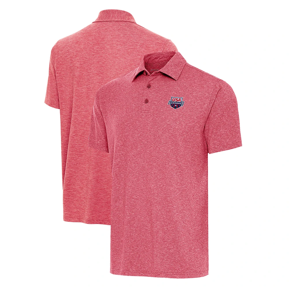 Men's Antigua Heather Red USA Swimming Par 3 Polo