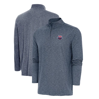 Men's Antigua Heather Navy USA Swimming Hunk Quarter-Zip Top