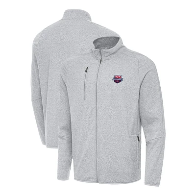Men's Antigua Heather Gray USA Swimming Hold-Up Full-Zip Jacket