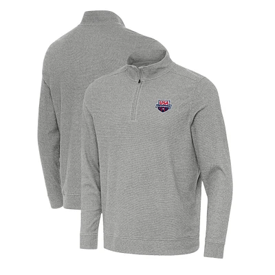 Men's Antigua Heather USA Swimming Subtle Quarter-Zip Pullover Top