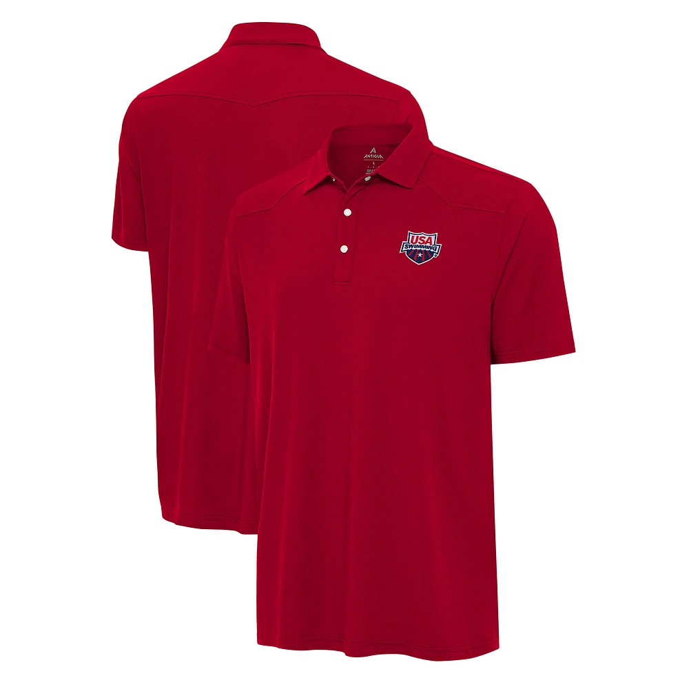 Men's Antigua Red USA Swimming Western Polo