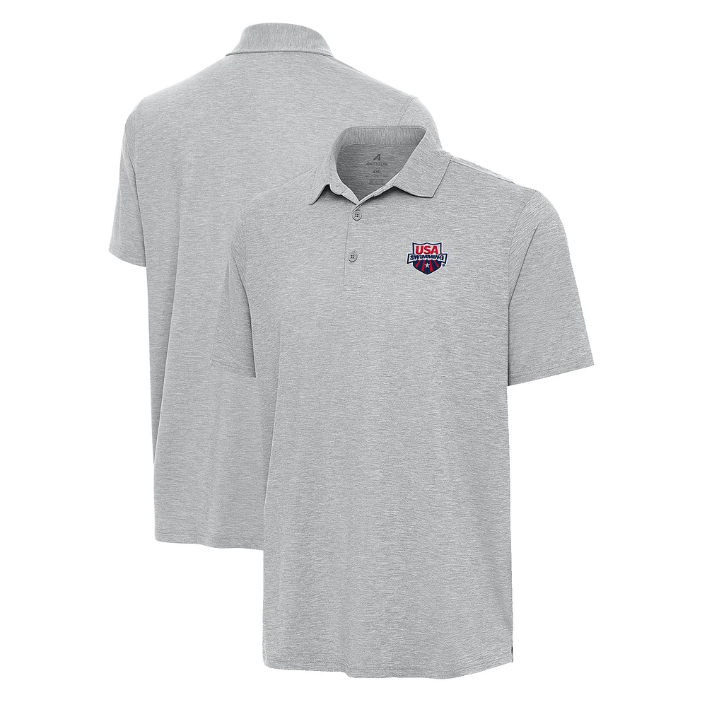 Men's Antigua Heather Gray USA Swimming Big & Tall Par 3 Polo