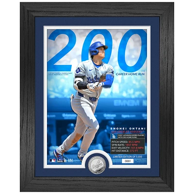 Highland Mint Shohei Ohtani Los Angeles Dodgers 13" x 16" 200th Career Home Run Silver Coin Photo Mint