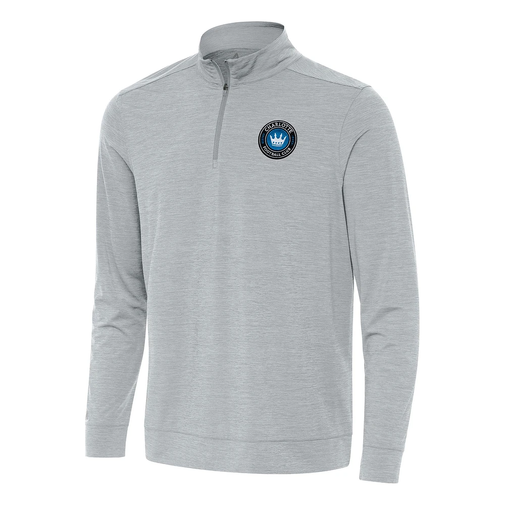 Men's Antigua Heather Gray Charlotte FC Bright Quarter-Zip Top