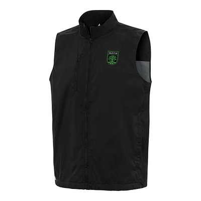 Men's Antigua Black Austin FC Brisk Full-Zip Vest