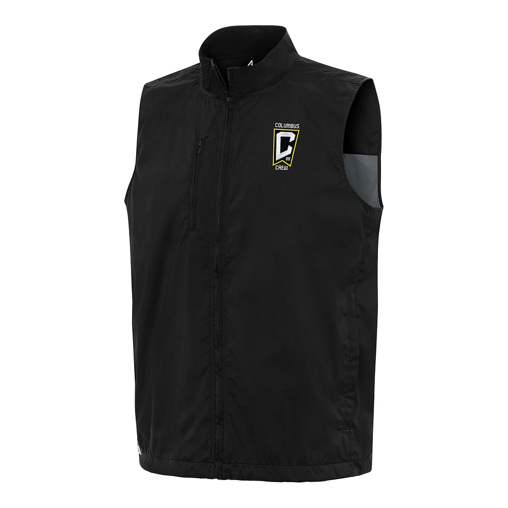 Men's Antigua Black Columbus Crew Brisk Full-Zip Vest