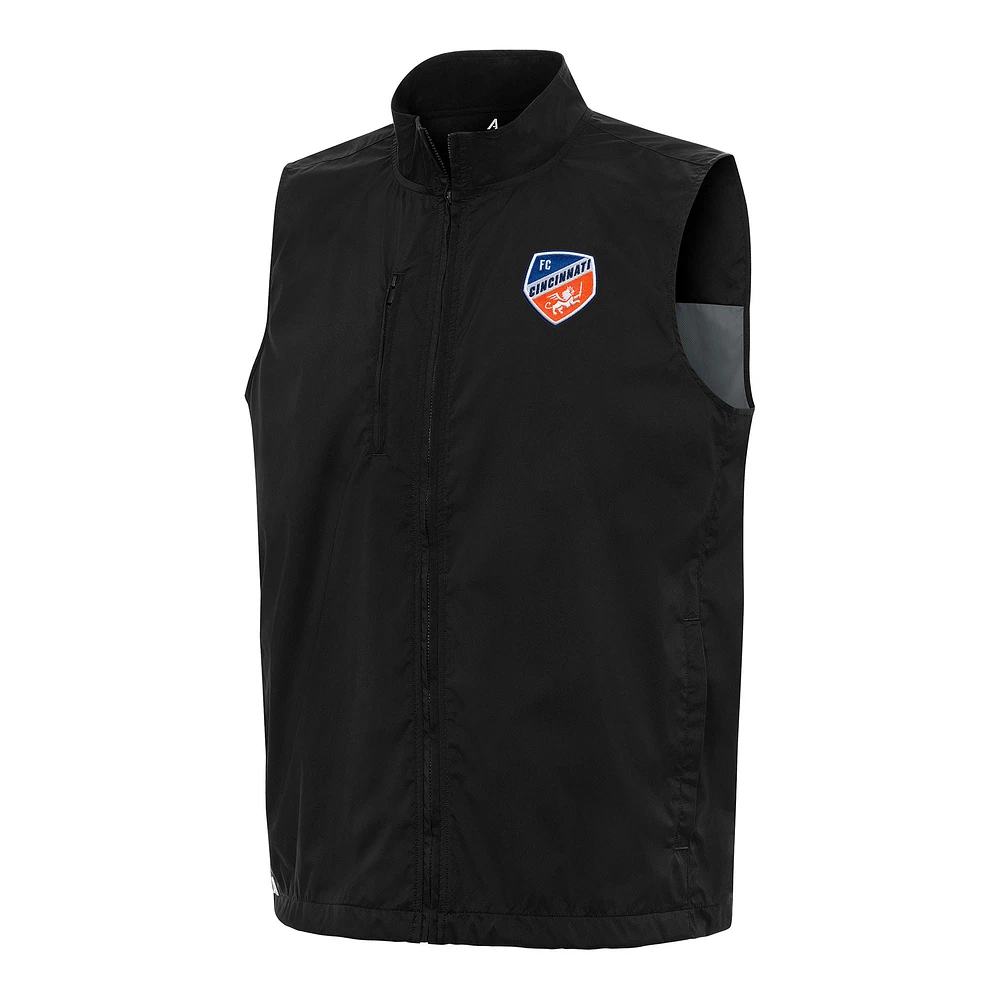 Men's Antigua Black FC Cincinnati Brisk Full-Zip Vest