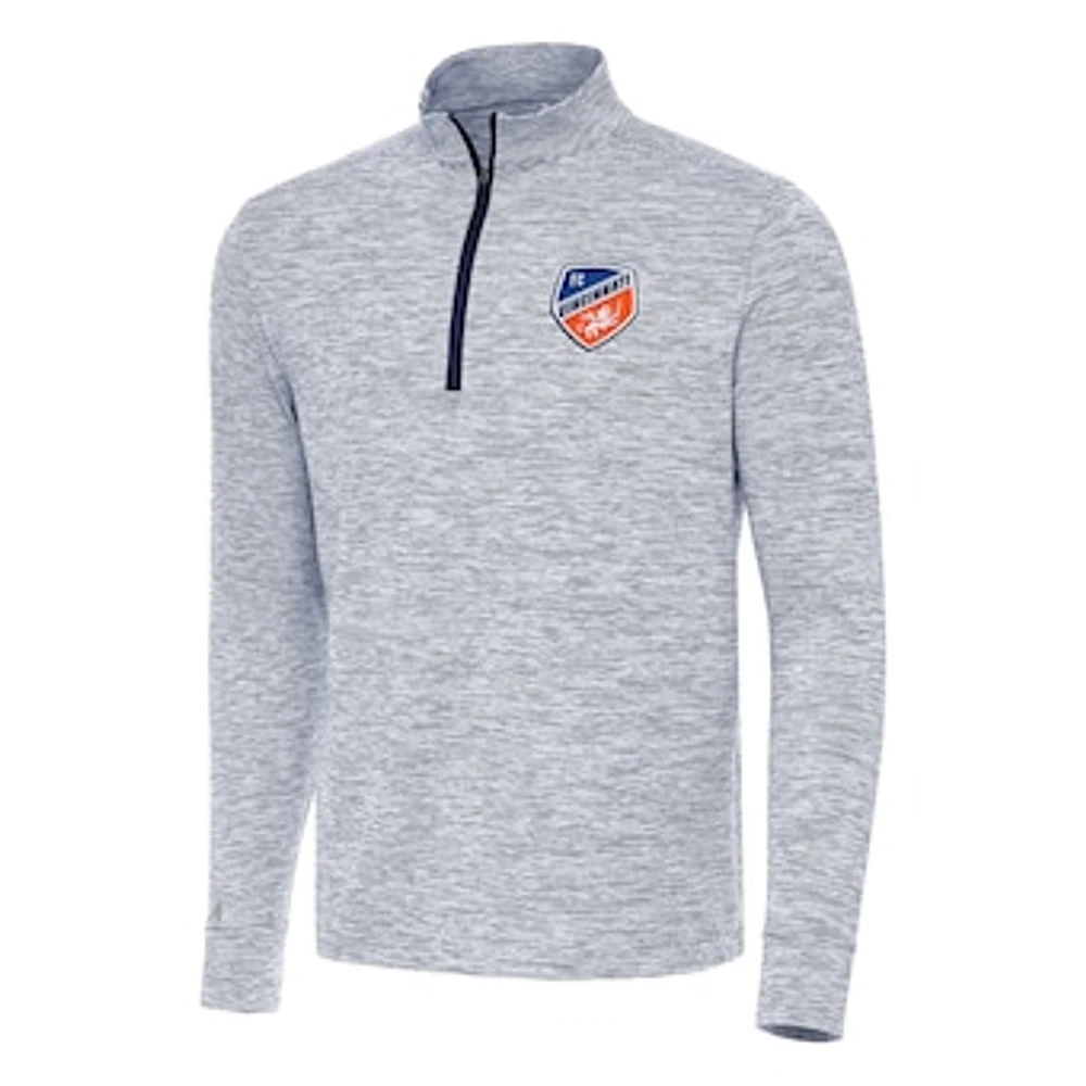 Men's Antigua Heather Navy/White FC Cincinnati Cause Quarter-Zip Top