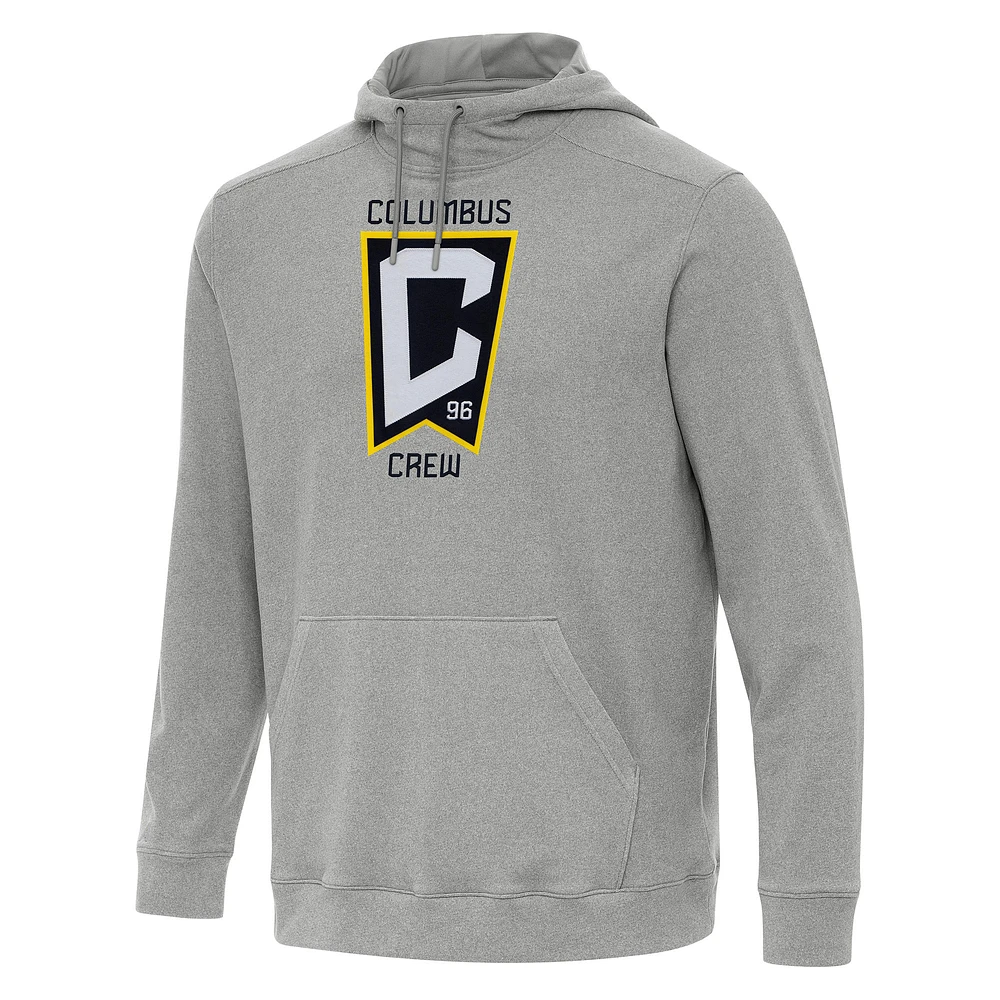 Men's Antigua Heather Gray Columbus Crew Cloud Pullover Hoodie