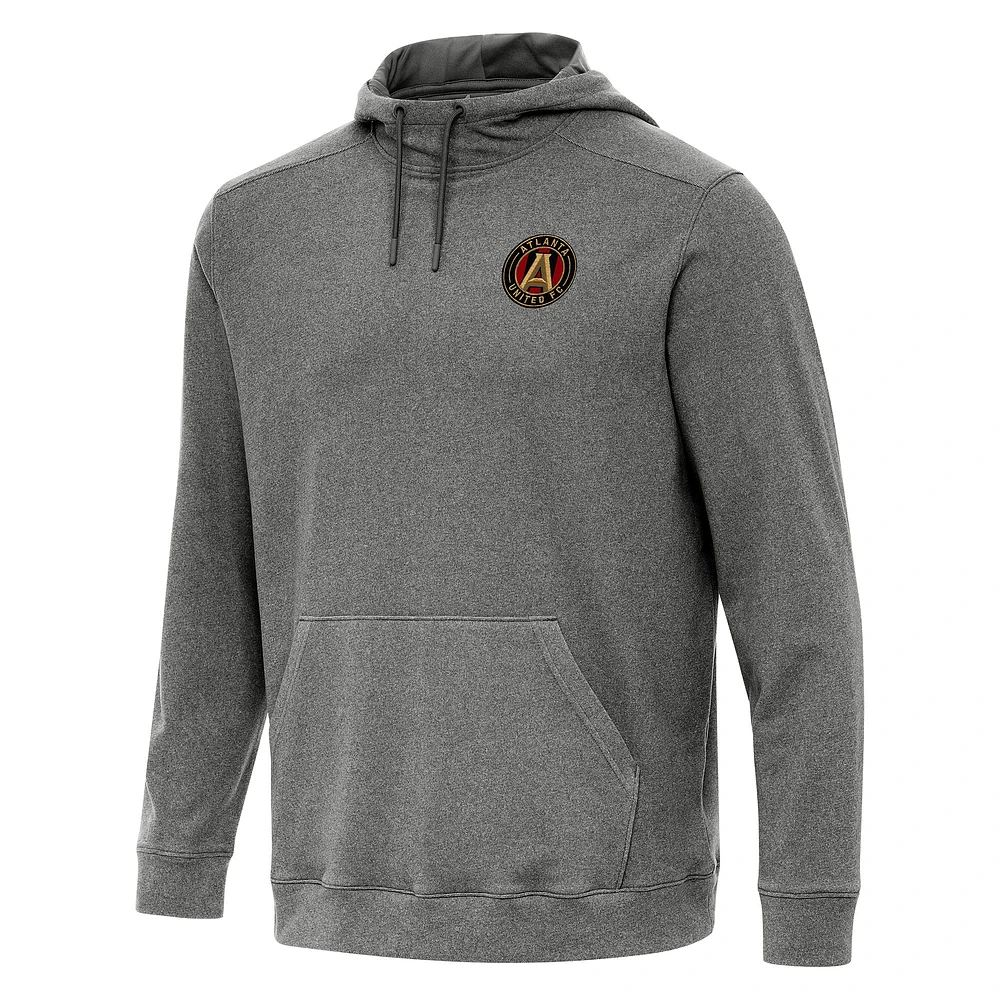 Men's Antigua Heather Black Atlanta United FC Cloud Pullover Hoodie