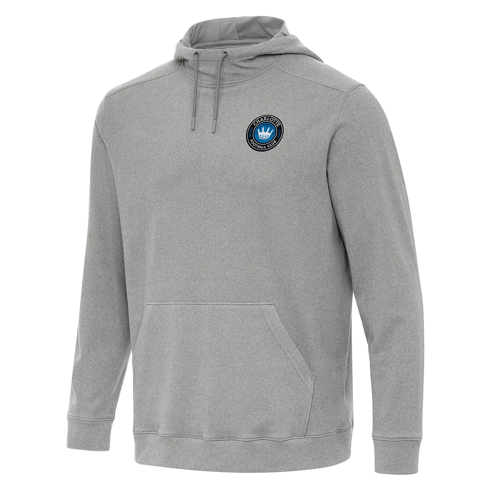 Men's Antigua Heather Gray Charlotte FC Cloud Pullover Hoodie