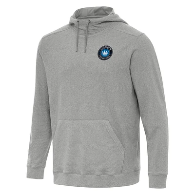Men's Antigua Heather Gray Charlotte FC Cloud Pullover Hoodie
