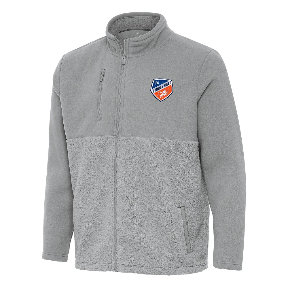 Men's Antigua Gray FC Cincinnati Daily Fused Full-Zip Jacket