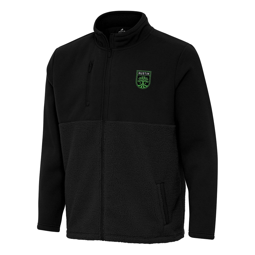 Men's Antigua Black Austin FC Daily Fused Full-Zip Jacket