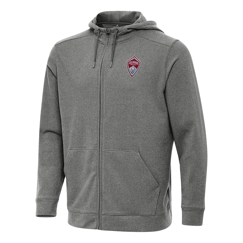 Men's Antigua Heather Black Colorado Rapids Effortless Full-Zip Hoodie