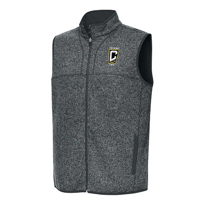 Men's Antigua Heather Charcoal Columbus Crew Fortune Full-Zip Vest
