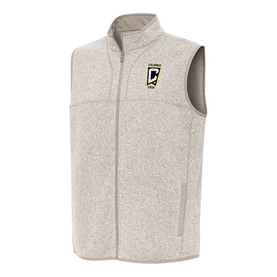 Men's Antigua Oatmeal Columbus Crew Fortune Full-Zip Vest