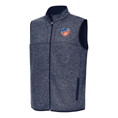 Men's Antigua Heather Navy FC Cincinnati Fortune Full-Zip Vest