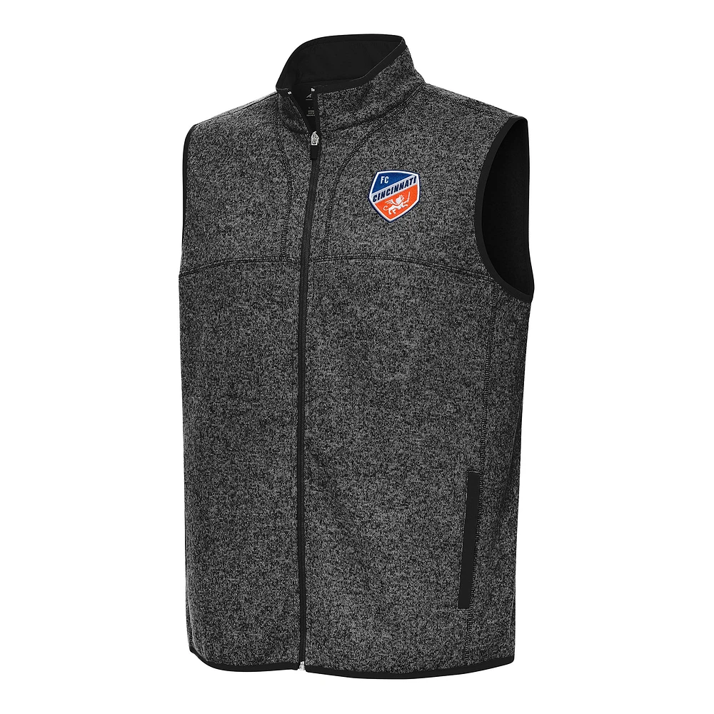 Men's Antigua Heather FC Cincinnati Fortune Full-Zip Vest